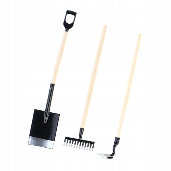 Set 3 Miniature Strumenti da Giardino 1/12 per Casa delle Bambole Nero