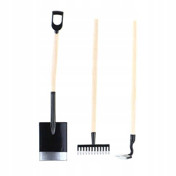 Set 3 Miniature Strumenti da Giardino 1/12 per Casa delle Bambole Nero