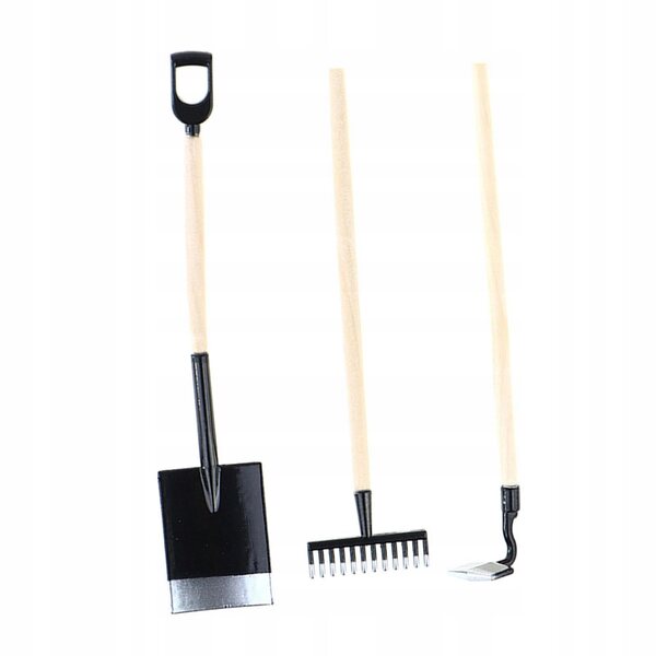 Set 3 Miniature Strumenti da Giardino 1/12 per Casa delle Bambole Nero