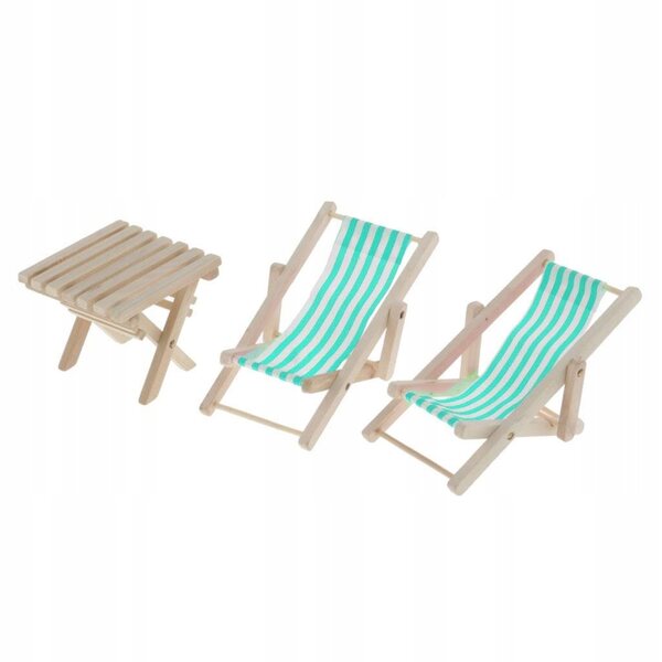 1:12 Puppenhaus Miniatur-Strandtisch- und Stuhlset aus Holz