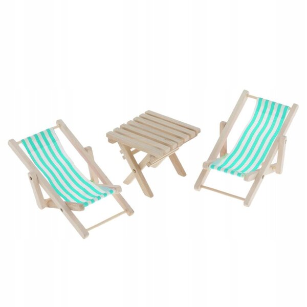 1:12 Puppenhaus Miniatur-Strandtisch- und Stuhlset aus Holz