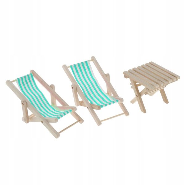 1:12 Puppenhaus Miniatur-Strandtisch- und Stuhlset aus Holz