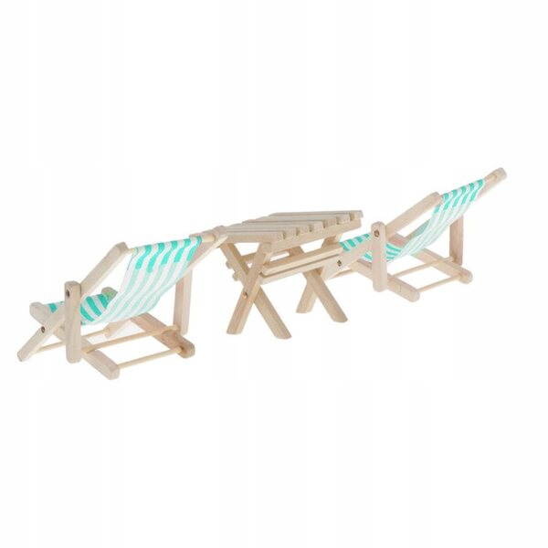 1:12 Puppenhaus Miniatur-Strandtisch- und Stuhlset aus Holz