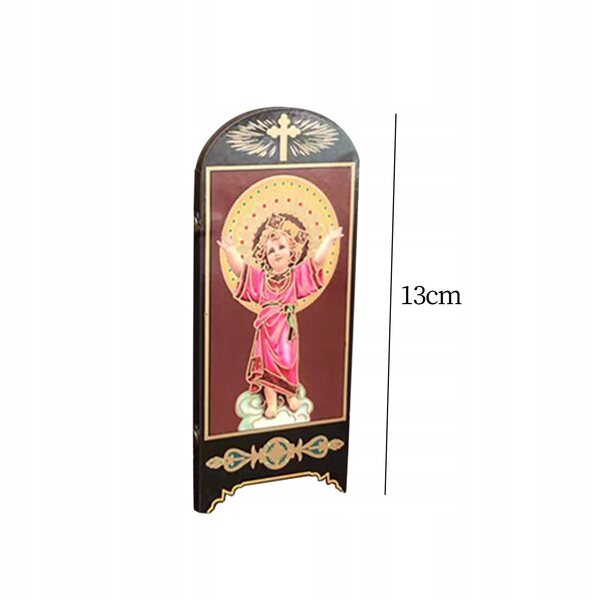 Mini paravento in legno pieghevole decorativo con figura religiosa