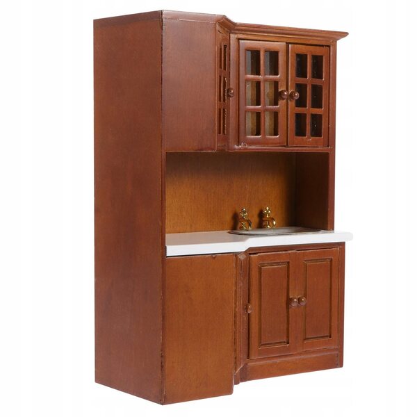 Brauner Miniatur-Holzschrank für Puppen und Mikrohausdekorationen