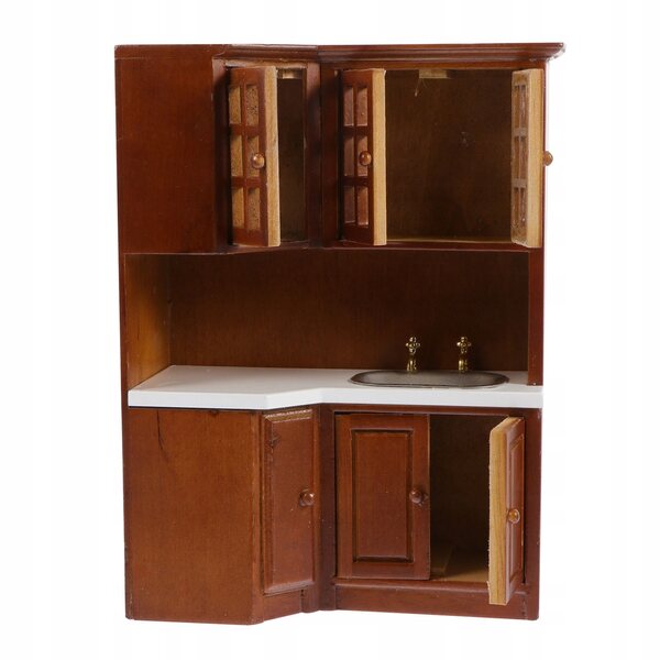 Brauner Miniatur-Holzschrank für Puppen und Mikrohausdekorationen