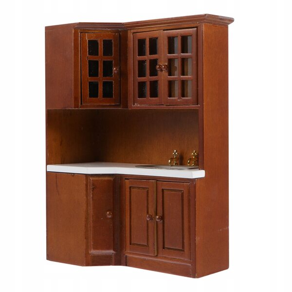 Brauner Miniatur-Holzschrank für Puppen und Mikrohausdekorationen