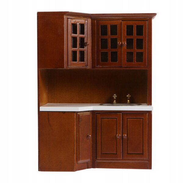 Brauner Miniatur-Holzschrank für Puppen und Mikrohausdekorationen