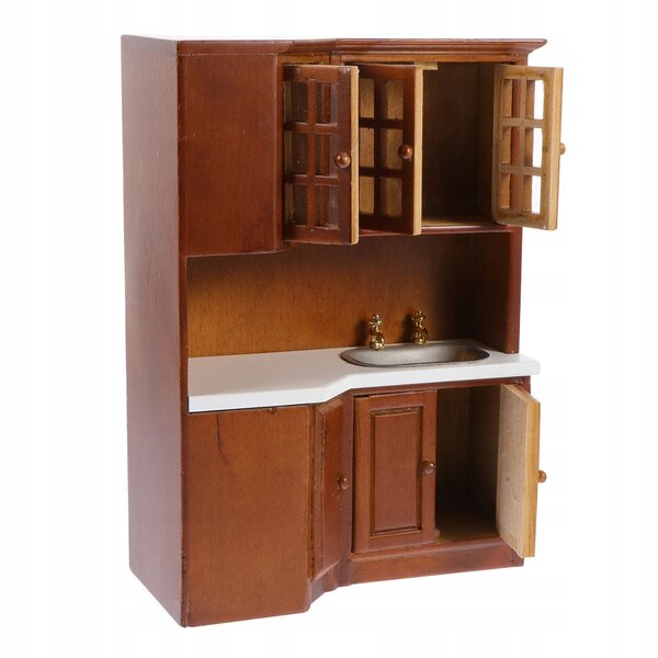 Brauner Miniatur-Holzschrank für Puppen und Mikrohausdekorationen