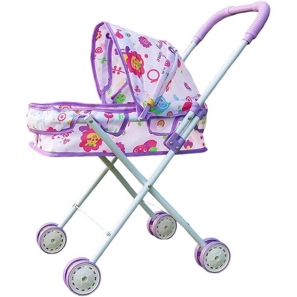 Amagogo Zusammenklappbarer Kinderwagen für Puppen, Lernspielzeug, Lila, 33 x 26 x 54 cm