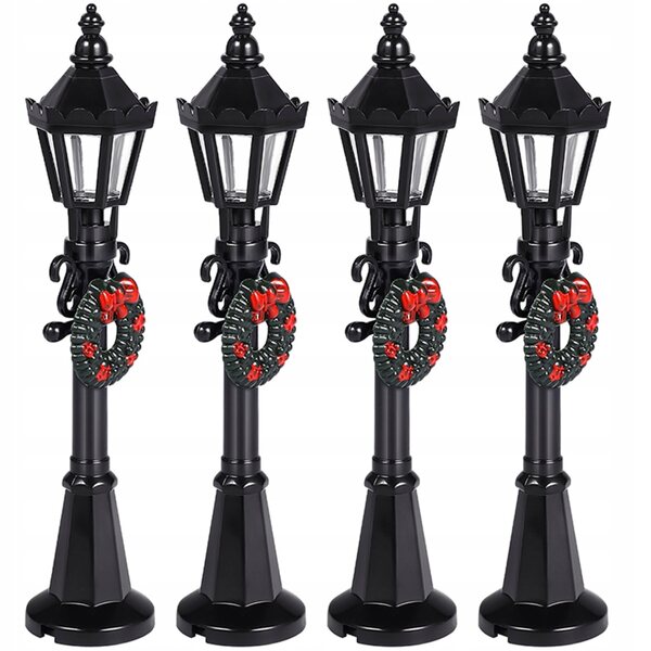 Lot de 4 mini lampadaires décoratifs noirs pour maquettes et paysages en plastique
