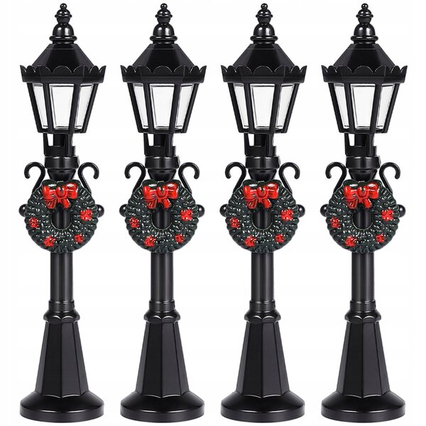 Lot de 4 mini lampadaires décoratifs noirs pour maquettes et paysages en plastique