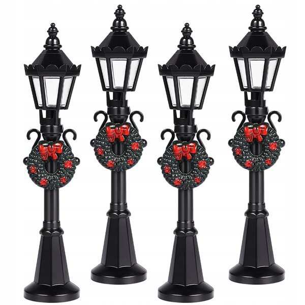 Lot de 4 mini lampadaires décoratifs noirs pour maquettes et paysages en plastique
