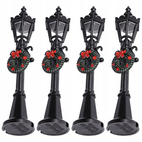 Lot de 4 mini lampadaires décoratifs noirs pour maquettes et paysages en plastique