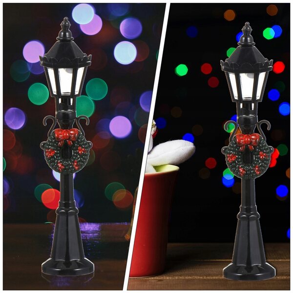 Lot de 4 mini lampadaires décoratifs noirs pour maquettes et paysages en plastique