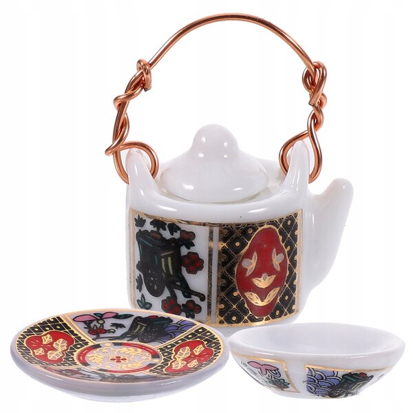 Miniatuur keramische theekopjesset voor poppenhuisdecoratie