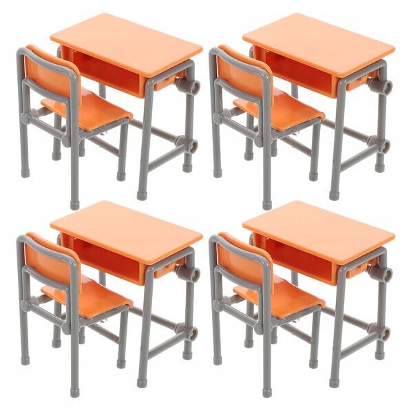 Miniatura Biurko e Sedia Scolastica in Plastica per Casa delle Bambole