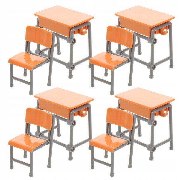 Miniatura Biurko e Sedia Scolastica in Plastica per Casa delle Bambole