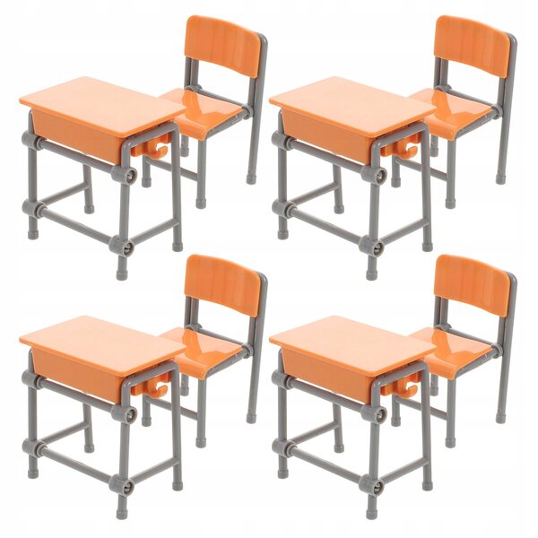 Miniatura Biurko e Sedia Scolastica in Plastica per Casa delle Bambole