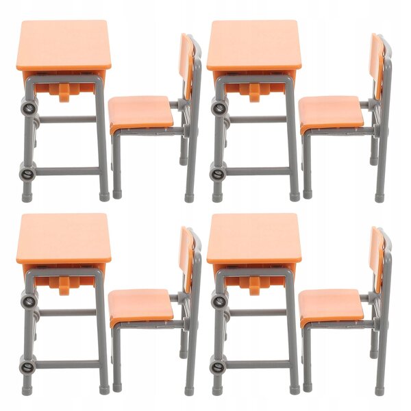 Miniatura Biurko e Sedia Scolastica in Plastica per Casa delle Bambole