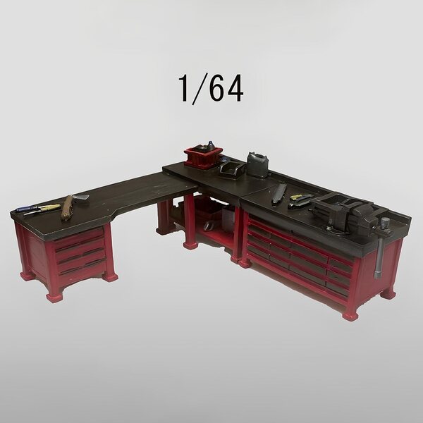 Diorama 1/64 Autoreparaturwerkbank – Mikrowerkstatt Stil A