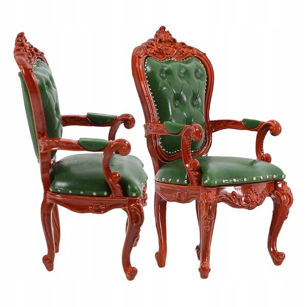Miniature Poltrone in Legno Vintage per Casa delle Bambole - Set 2 Pezzi Verdi