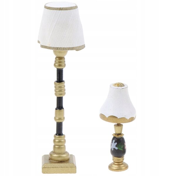 Set Mini Lampade da Terra e da Tavolo per Case delle Bambole in Resina