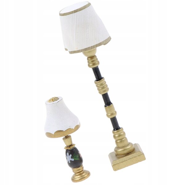 Set Mini Lampade da Terra e da Tavolo per Case delle Bambole in Resina