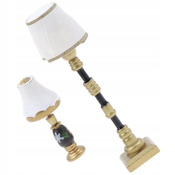Set Mini Lampade da Terra e da Tavolo per Case delle Bambole in Resina