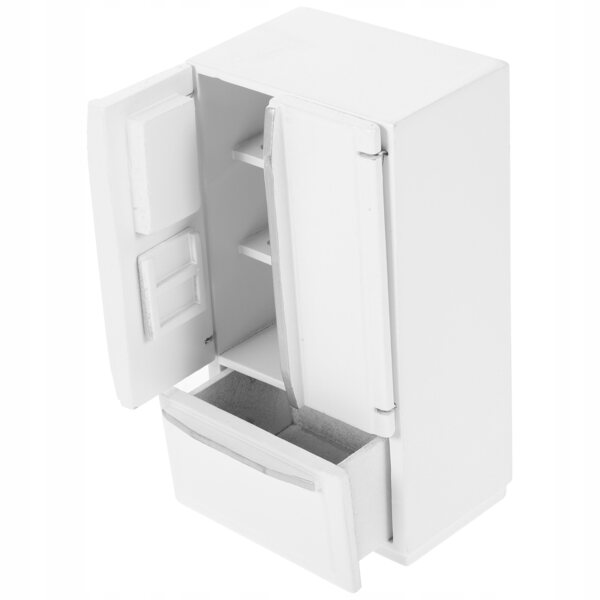 Miniatura Frigorifero in Legno Bianco per Casa delle Bambole e Decorazione