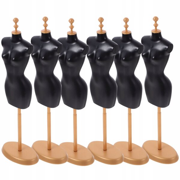 Set 6 Manichini Plastici Neri per Vestiti delle Bambole, Sicuri e Resistenti