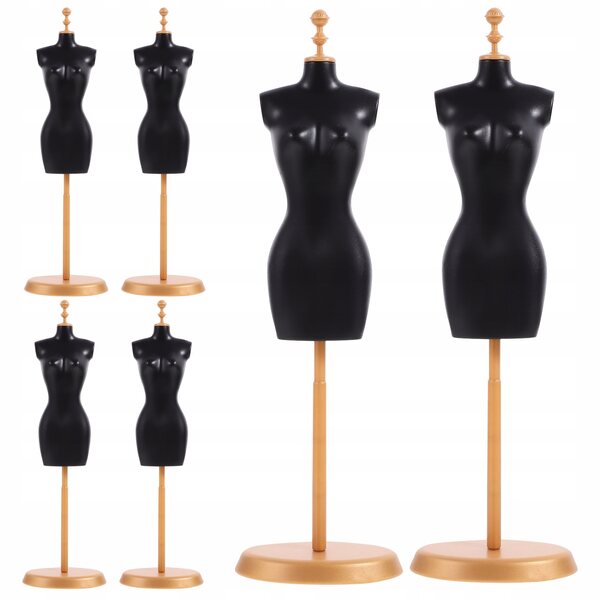 Set 6 Manichini Plastici Neri per Vestiti delle Bambole, Sicuri e Resistenti