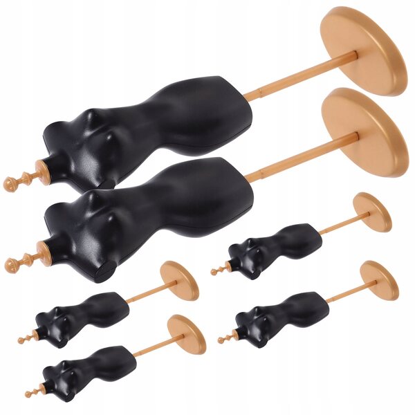 Set 6 Manichini Plastici Neri per Vestiti delle Bambole, Sicuri e Resistenti