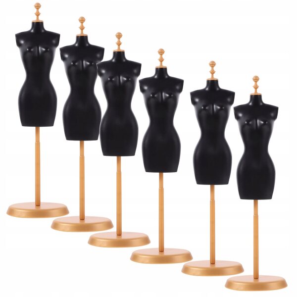 Set 6 Manichini Plastici Neri per Vestiti delle Bambole, Sicuri e Resistenti