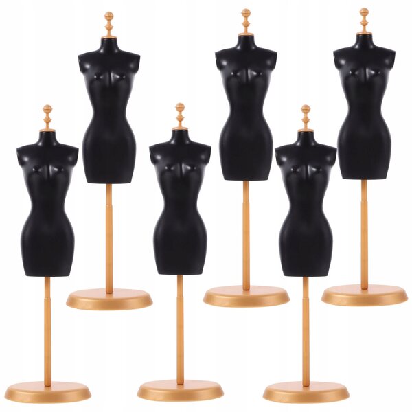 Set 6 Manichini Plastici Neri per Vestiti delle Bambole, Sicuri e Resistenti