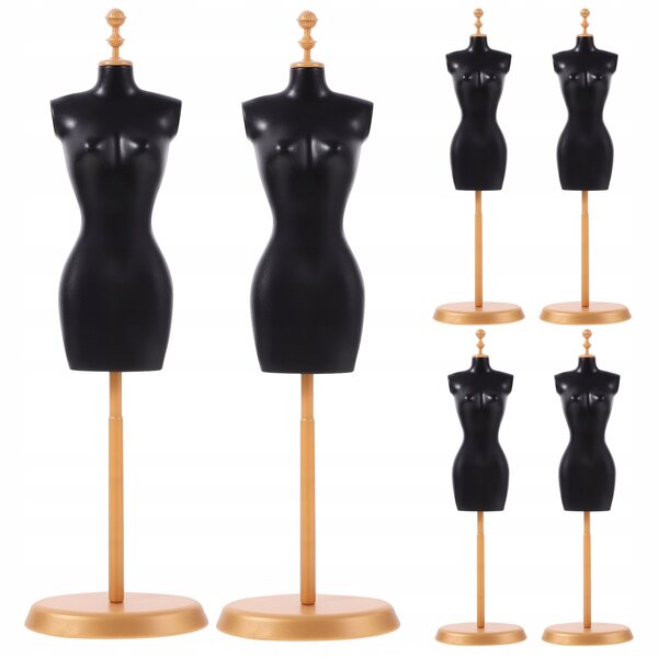 Set 6 Manichini Plastici Neri per Vestiti delle Bambole, Sicuri e Resistenti