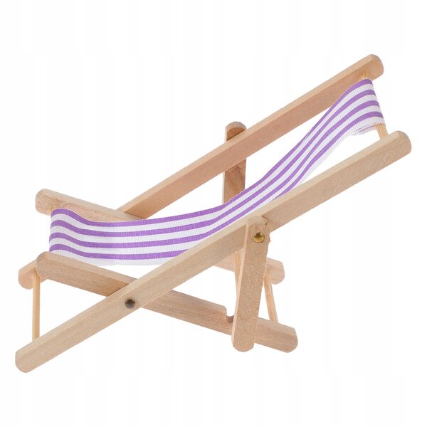 Mini Sedia Pieghevole in Legno Viola per Casa delle Bambole, Design Elegante