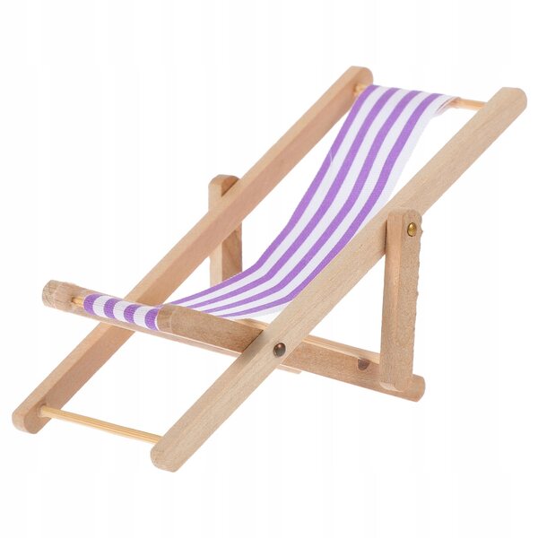 Mini Sedia Pieghevole in Legno Viola per Casa delle Bambole, Design Elegante