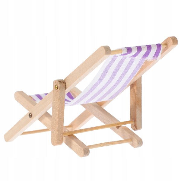 Mini Sedia Pieghevole in Legno Viola per Casa delle Bambole, Design Elegante