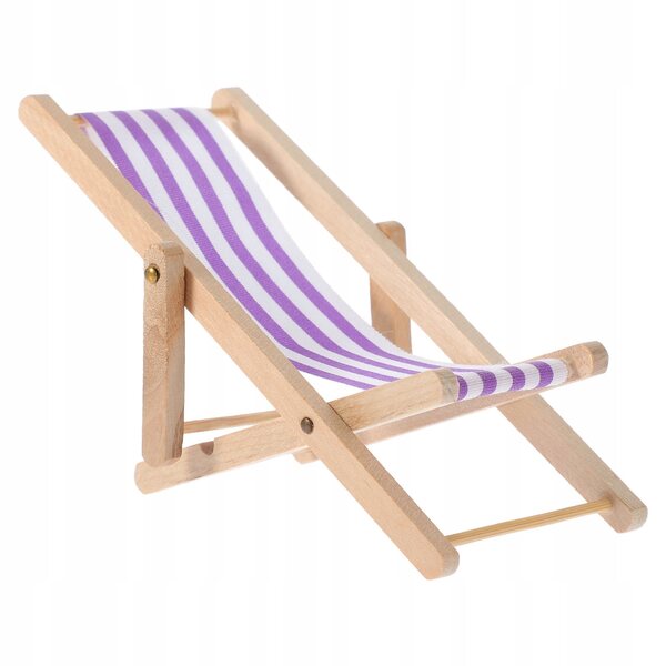 Mini Sedia Pieghevole in Legno Viola per Casa delle Bambole, Design Elegante