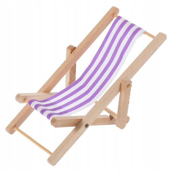 Mini Sedia Pieghevole in Legno Viola per Casa delle Bambole, Design Elegante