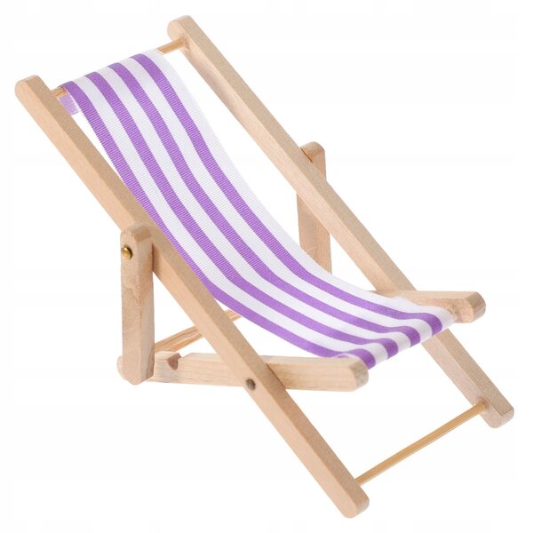 Mini Sedia Pieghevole in Legno Viola per Casa delle Bambole, Design Elegante