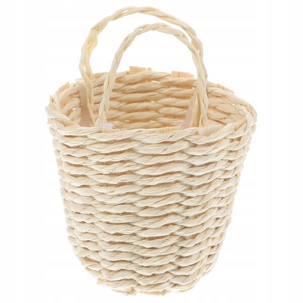 Mini cesta in rattan decorativa per casa delle bambole 5x4x3,5 cm realistica