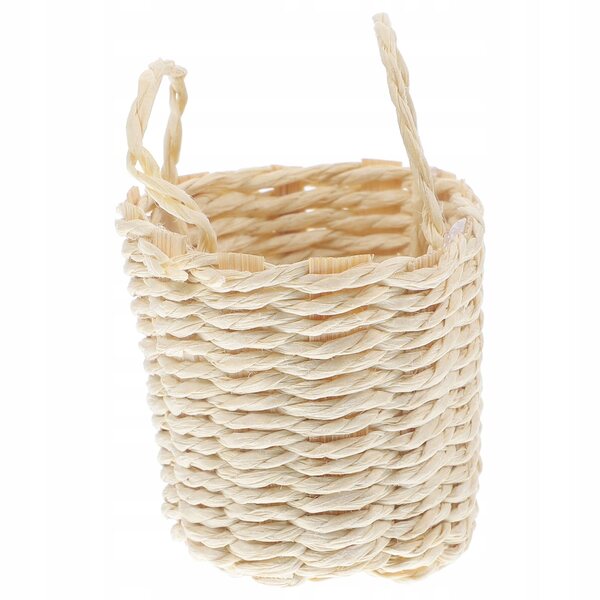Mini cesta in rattan decorativa per casa delle bambole 5x4x3,5 cm realistica