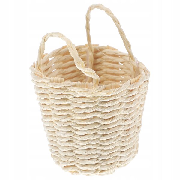 Mini cesta in rattan decorativa per casa delle bambole 5x4x3,5 cm realistica