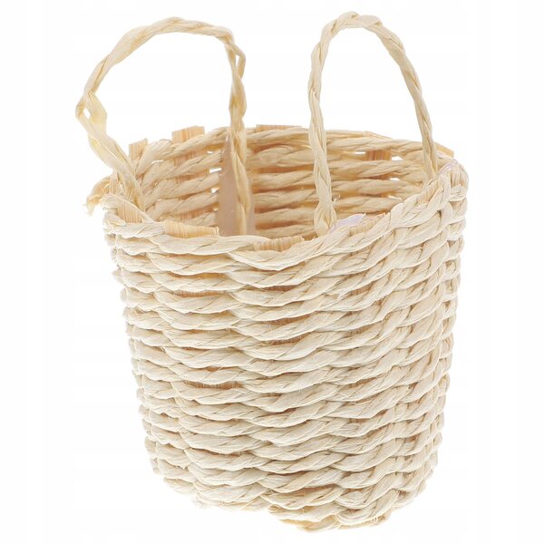 Mini cesta in rattan decorativa per casa delle bambole 5x4x3,5 cm realistica