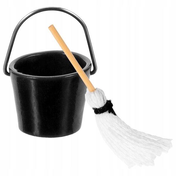 Mini set mop e secchio per casa delle bambole, accessorio creativo e realistico