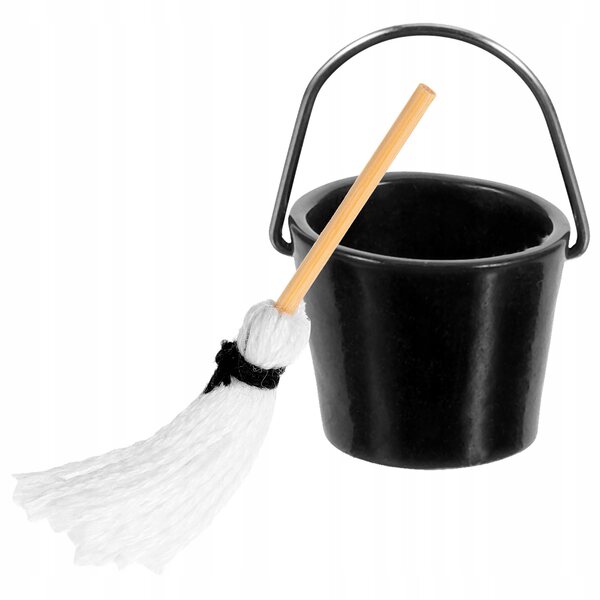Mini set mop e secchio per casa delle bambole, accessorio creativo e realistico