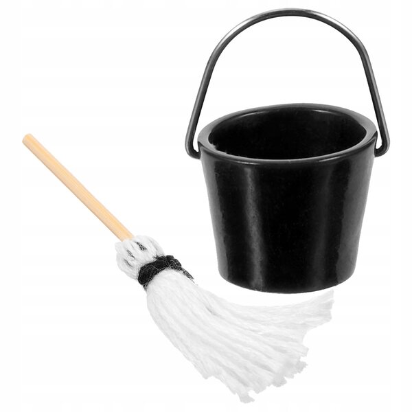 Mini set mop e secchio per casa delle bambole, accessorio creativo e realistico