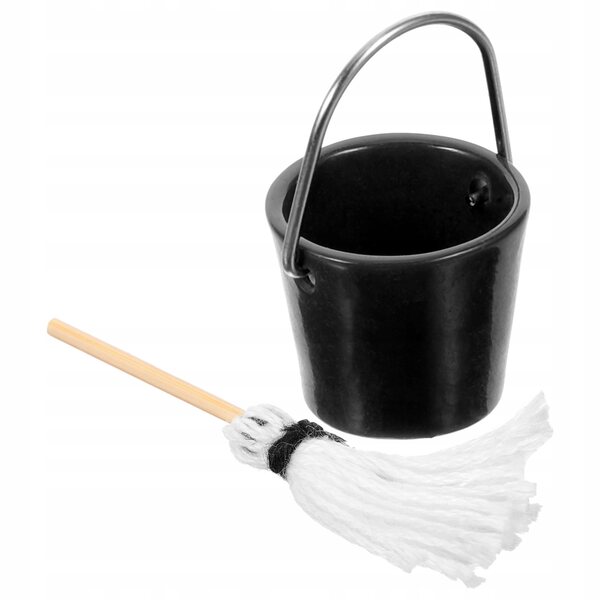 Mini set mop e secchio per casa delle bambole, accessorio creativo e realistico
